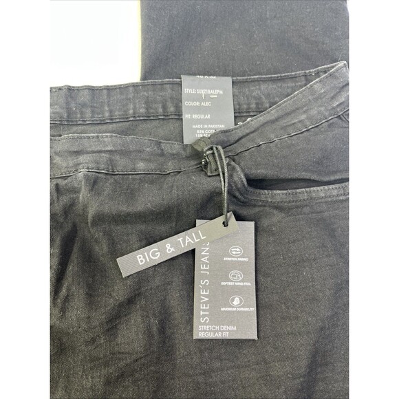STEVES Jeans Men’s 48x32 Black Cargo Denim Pants Stretch Big & Tall NWT - Picture 2 of 7